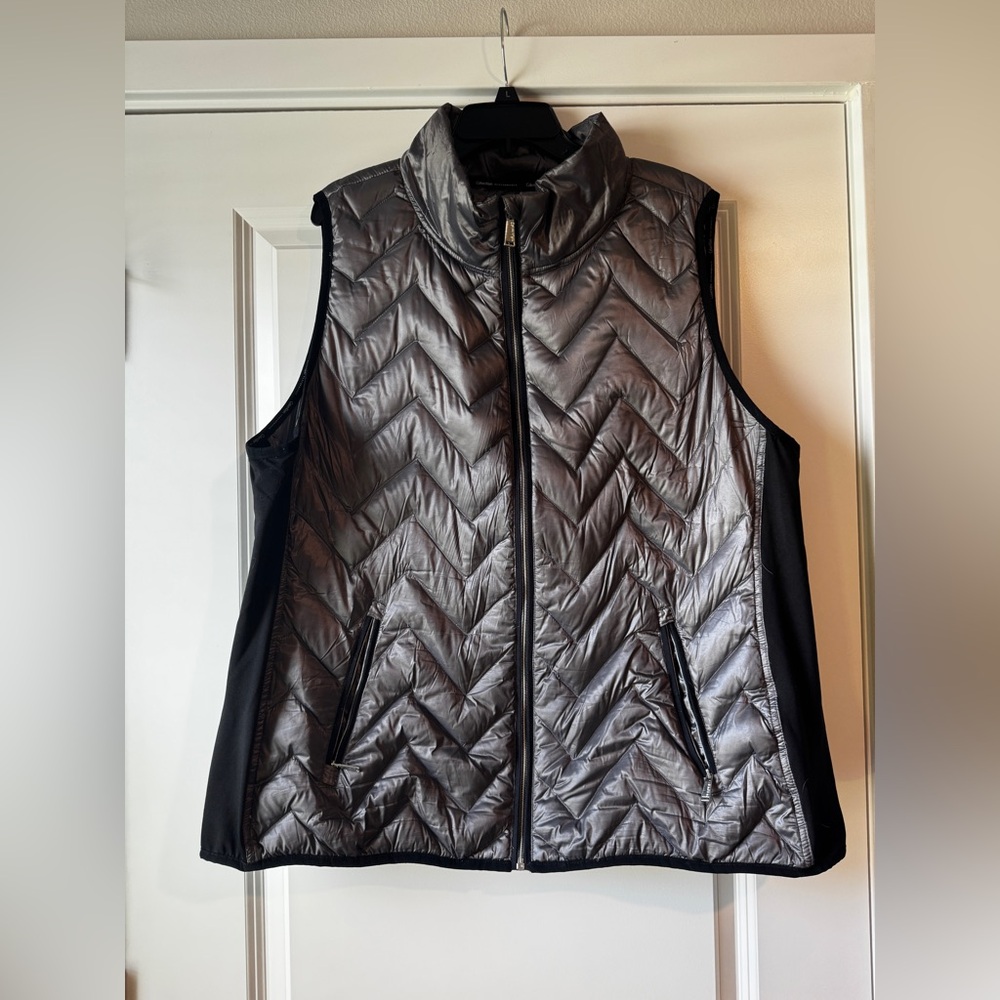 Calvin Klein Silver and Black Quilted Vest
